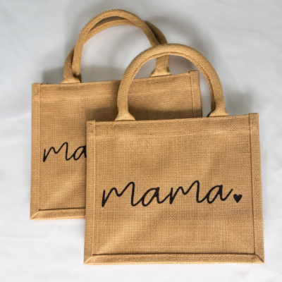 Natural Midi Tote Bag With Print