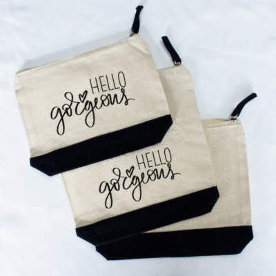 Two-Tone Cosmetic Bag with text