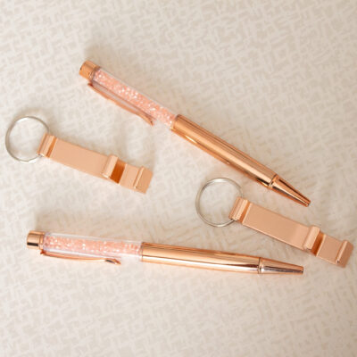 Rose Gold Crystal Pen & Bottle Opener Gift Set