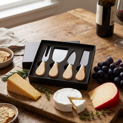 4-piece wooden handle cheese knife set