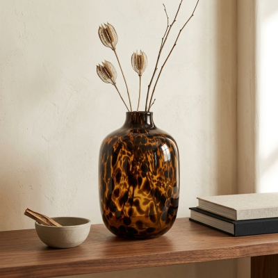 Amber Tortoiseshell Glass Vase