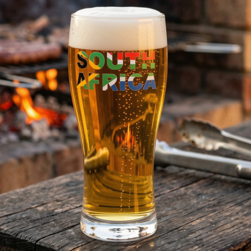 South Africa Flag Printed Beer Glass